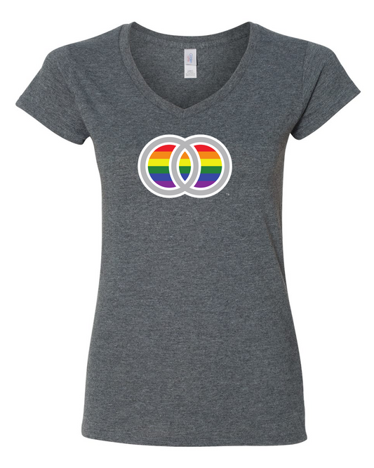 Marriage Pride UNIVERSAL SYMBOL Women's Short Sleeve V-Neck T-Shirt