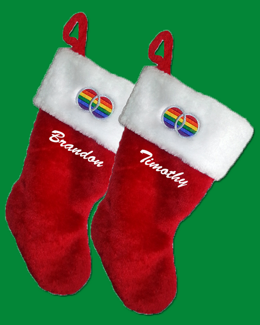 CHRISTMAS Marriage Pride Embroidered Personalized Stocking