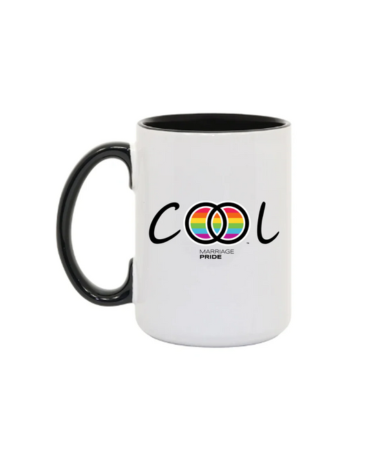 Marriage Pride COOL Logo 15oz Ceramic Black on White Coffee Mug