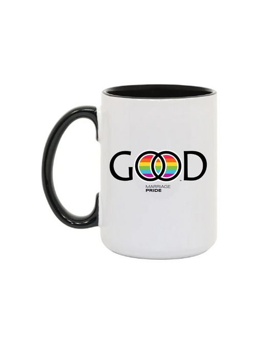 Marriage Pride GOOD Logo 15oz Ceramic Black on White Coffee Mug