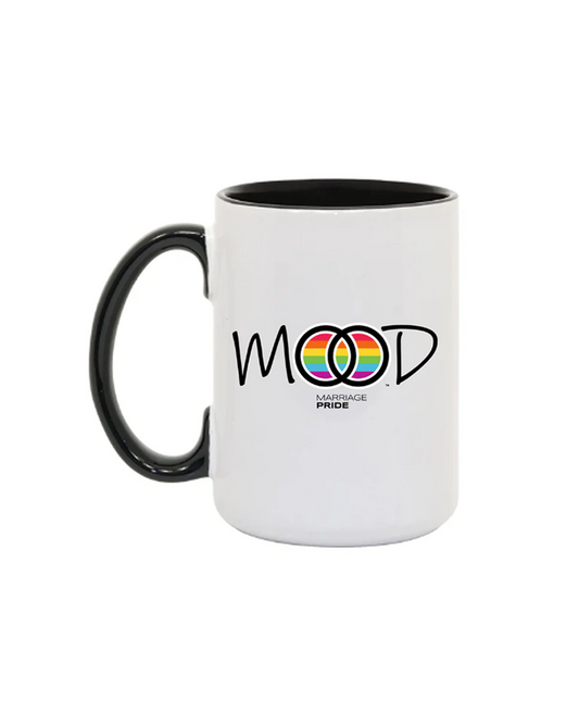 Marriage Pride MOOD Logo 15oz Ceramic Black on White Coffee Mug