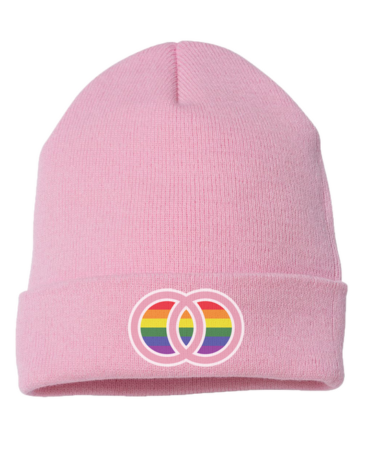 Marriage Pride PINK Embroidered Pink Cuffed Beanie Hat
