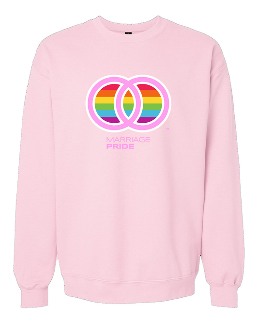 Marriage Pride PINK Large Logo DTF Unisex Pink Crewneck Sweatshirt