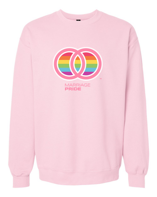 Marriage Pride PINK Large Logo Light Pink Unisex Crewneck Sweatshirt