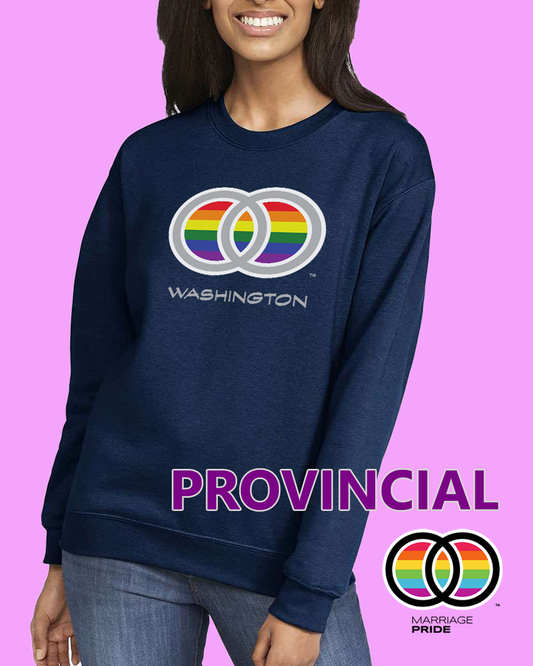 PROVINCIAL Marriage Pride STATE Center Chest Unisex Crewneck Navy Sweatshirt